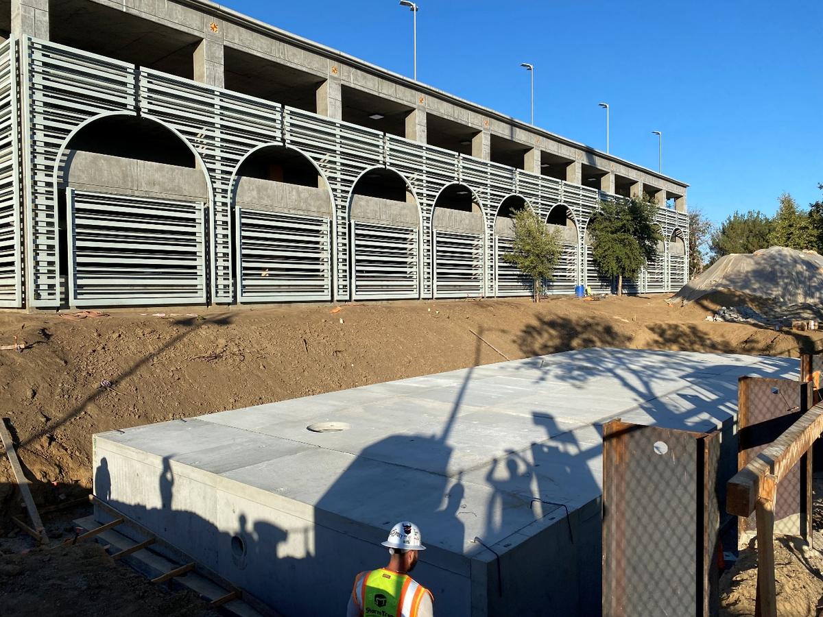 Underground storage tank under construction at Los Angeles Mission College