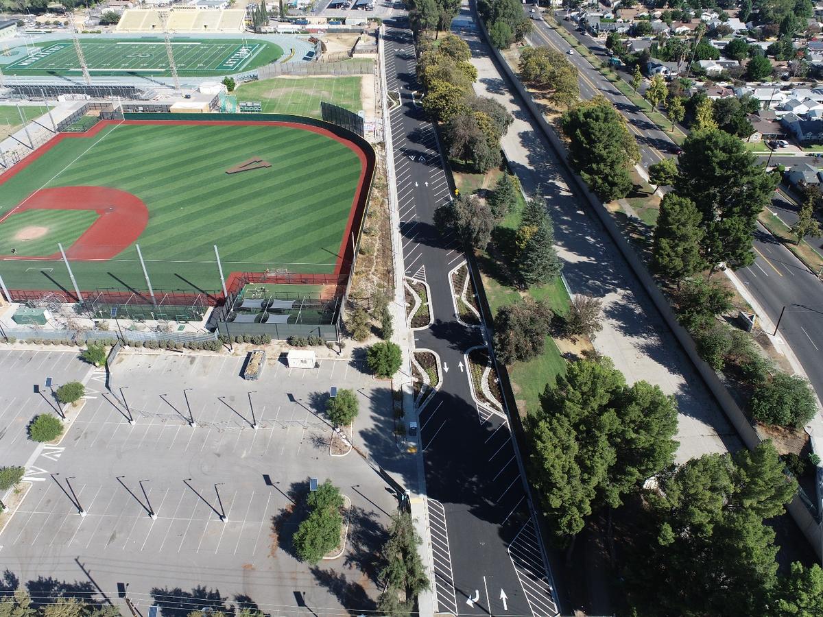 Aerial view of Coldwater Canyon on the Los Angeles Valley College campus